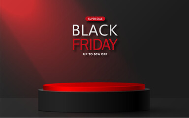 3d Round podium stage for Black Friday sale poster