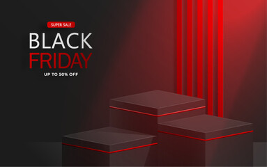 3d Round podium stage for Black Friday sale poster