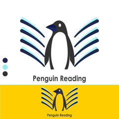 Cute Penguin Reading Logo