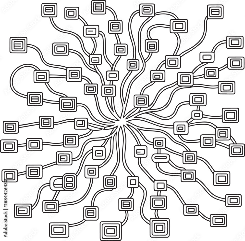 Poster complex abstract network connections geometric technology vector, abstract network flow, complex con