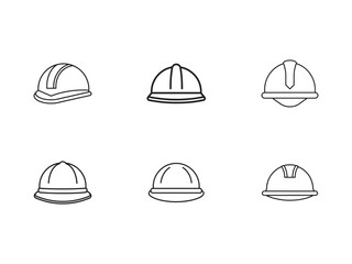 Fototapeta premium Set of Construction Helmet Line Icons for Safety Protection and Industrial Use in Building and Engineering Projects Flat Design