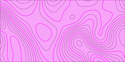 Abstract seamless pink vector floral pattern with a vintage swirl wave decoration. Topographic map background with geographic line. Retro topographic map. Geographic contour map. Abstract outline grid