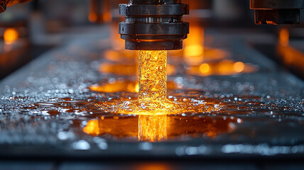 Molten Metal Pouring into Industrial Mold