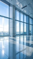 Modern Office Interior with Large Windows.