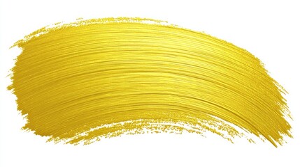 Golden paintbrush stroke on white background.