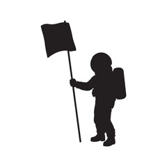Astronaut silhouette with flag