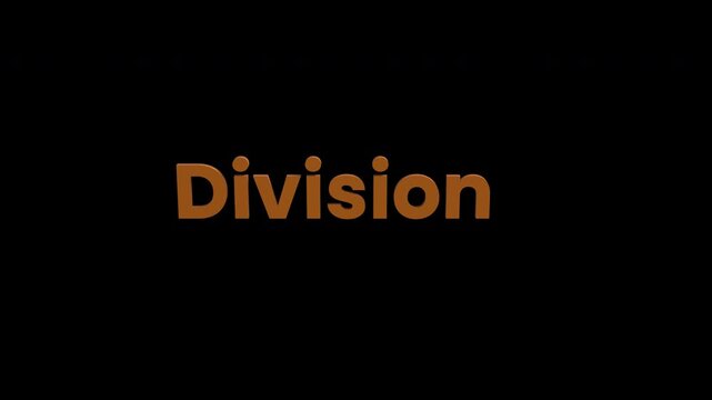 Division Sign 3D animation. Alpha matte with transparent background 4K resolution.