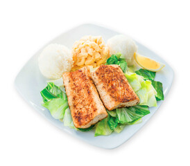 grilled mahi mhi fish fillet with white rice