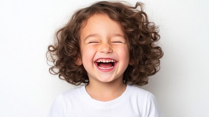 Joyful African American girl smiling at the camera against a close-up portrait young curly