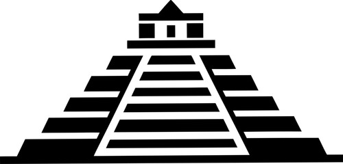 A Mayan Pyramid Like Chichen Itza Clean Vector Silhouette
