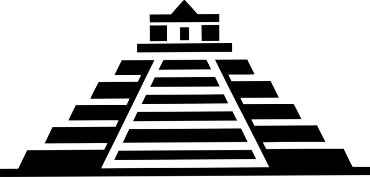 A Mayan Pyramid Like Chichen Itza Clean Vector Silhouette