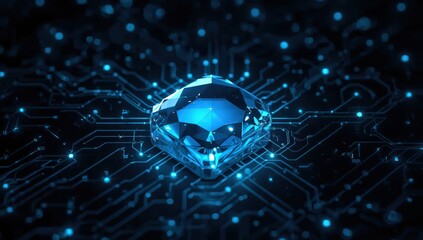 Cybersecurity Shield With Digital Network Grid