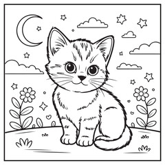 Fototapeta premium Stress Relief Cat Coloring Pages