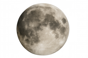 Photorealistic 3d rendering of the full moon rotating slowly against a transparent background, perfect for space projects