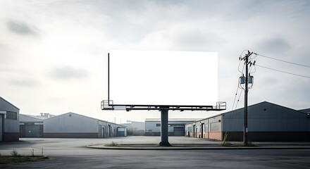 Obraz premium Empty billboard stands ready for your impactful advertisement in a commercial industrial zone