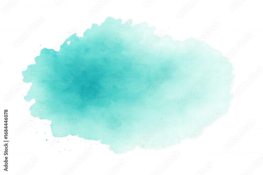 Aufkleber soft turquoise watercolor stain creating an abstract design element on a transparent background, ide