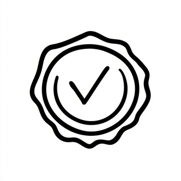 Black and white check mark illustration depicting approval and validation in a minimalist design for use in various business and administrative contexts