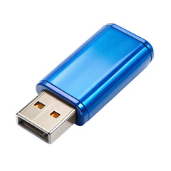 Blue USB Flash Drive on Transparent Background