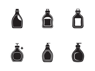 Collection of Black and White Bottle Vector Illustrations for Product Packaging and Label Design Inspiration with Unique Shapes