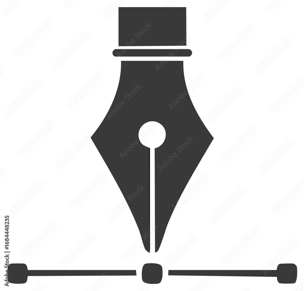 Poster illustration of a fountain pen nib and path tool graphic design element