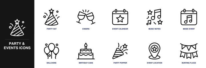 Party and Events Line Icon Set