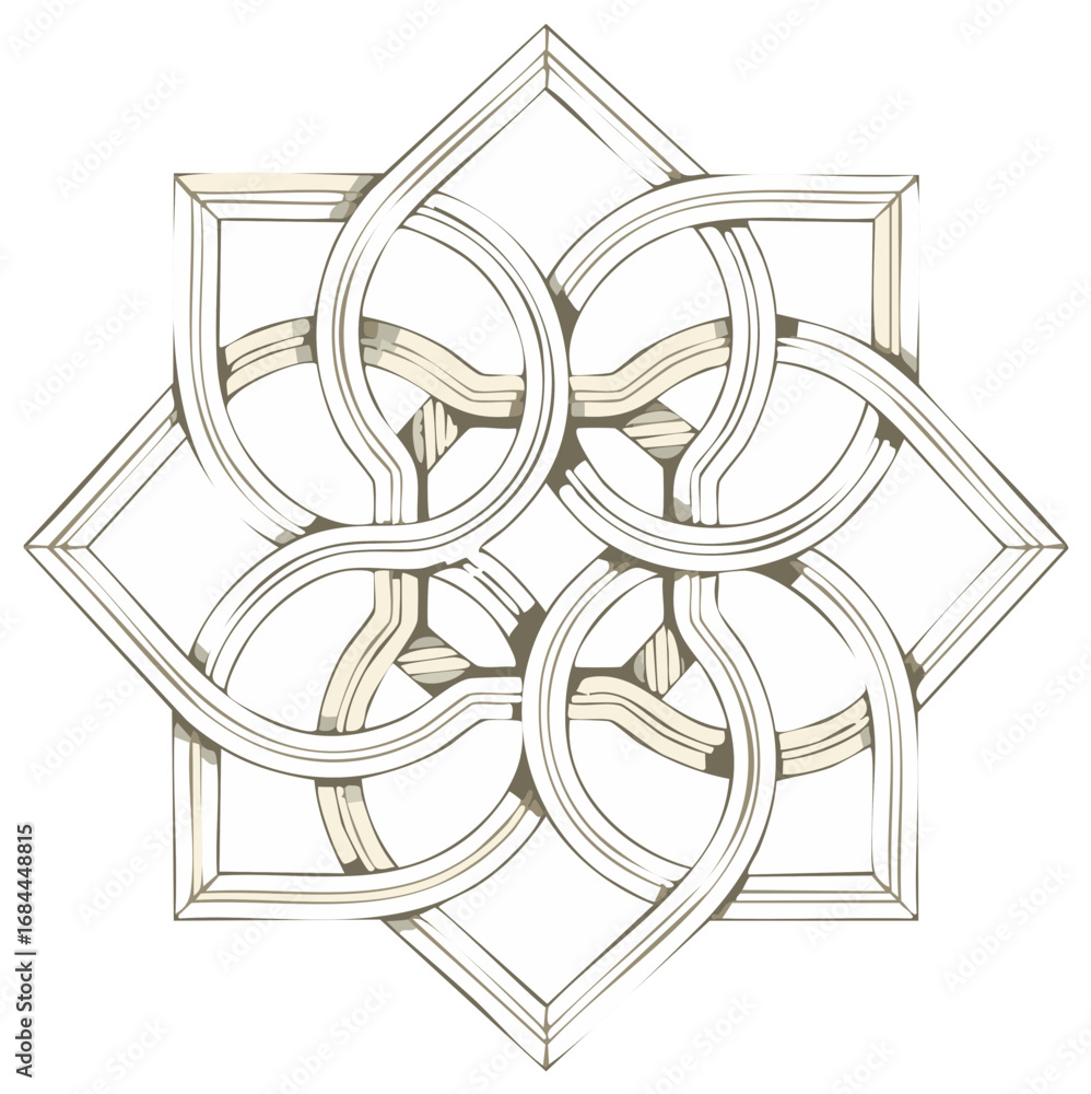 Poster elegant symmetrical geometric pattern with interlaced shapes isolated