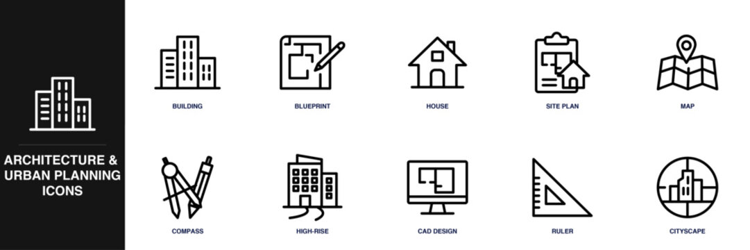 Architecture Urban Planning Line Icon Set