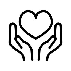 Helping Hands Line Icon of Volunteering and Charity Icon Set