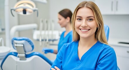 Fototapeta premium Smiling Female Dentist In A Dental Clinic woman