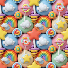 Cute candy land seamless pattern background.