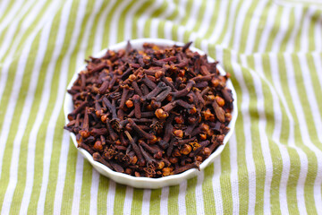 A spice of dried cloves, herbal medicine plant