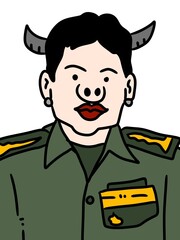 cartoon doodle woman in uniform, illustration