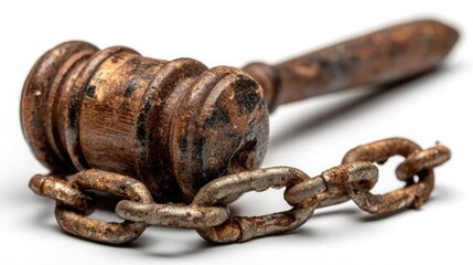 Legal gavel broken chains symbolizing justice liberation fairness law reform accountability ethics responsibility governance protection legal process transparency
