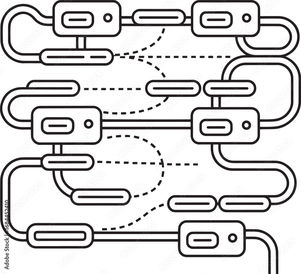 Aufkleber abstract blockchain network vector diagram with connected blocks, blockchain, connection, network