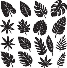 Obraz premium Tropical Leaf Silhouette Vector Set Exotic Botanical Foliage vector for Design & Nature Decor