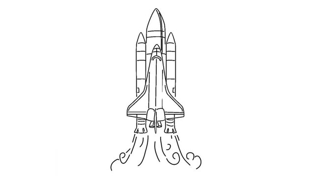 line art animation of rocket flight