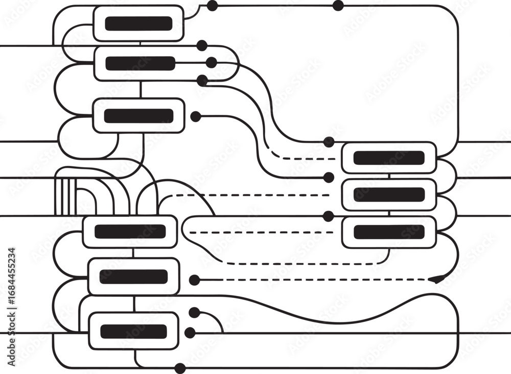 Aufkleber abstract flow diagram vector – minimalist data network connection illustration