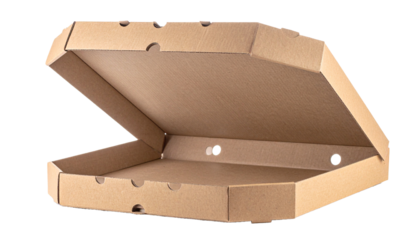 Half Opened Empty Pizza Box, Isolated on Transparent Background