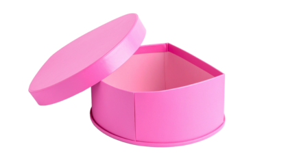 Half Opened Empty Cake Pink Semi Circle Box, Isolated on Transparent Background