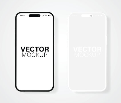 Black and White Mobile phone templates Designs Similar to Iphone mockup illustration	