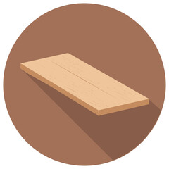 Wooden plank on a brown circular background. Isometric illustration of a wood board.