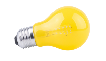 Yellow LED light bulb and LED lamp isolated on a transparent background, provided as PNG files. Perfect for energy, technology, and lighting design projects. png file.