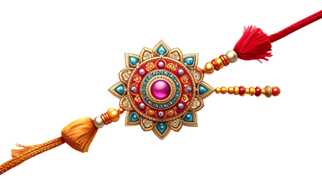 Vector illustration of a decorative Rakhi, isolated on a transparent background. Perfect for Raksha Bandhan festival and cultural design projects. png.