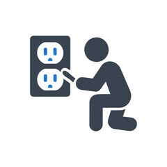 Electrician Fixing Outlet Icon