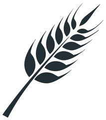 Stylized graphic illustration of a wheat ear on a white background.
