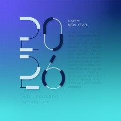 2026 happy new year line connection design number , creative design of 2026