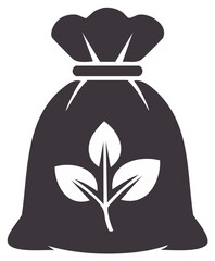 Sack with plant icon, symbolizing agriculture, harvest, and growth