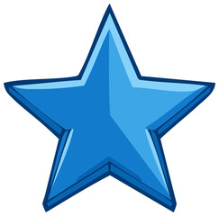 Blue star illustration, five-pointed shape, glossy design, graphic element