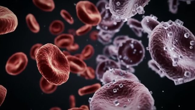 Microscopic View of Blood Cells Red and White Blood Cells.