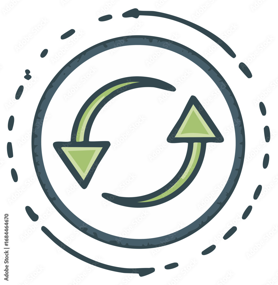 Aufkleber cycle icon with arrows and circular motion in a continuous loop of reciprocity